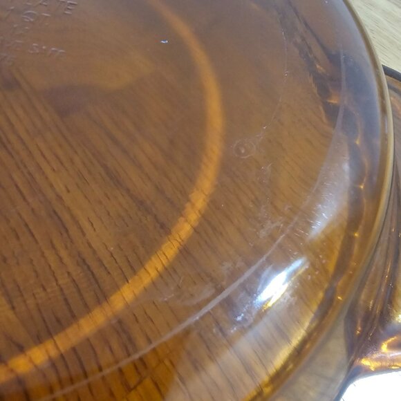 Anchor Hocking Presence Amber Pie Plate 9" deep dish brown 1qt scalloped edges - Picture 5 of 6